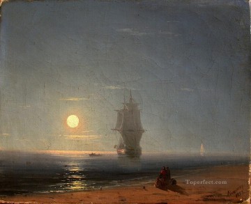 Landscapes Painting - Ivan Aivazovsky lunar night Seascape